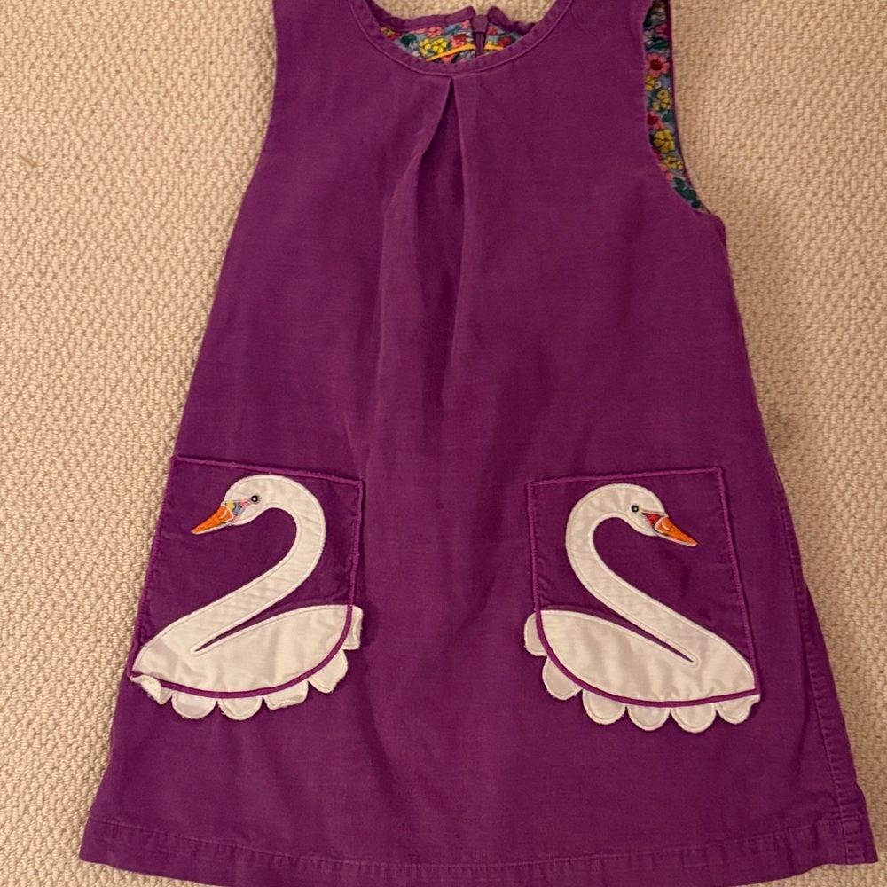 Mini Boden Purple Corduroy Dress with Floral Lining